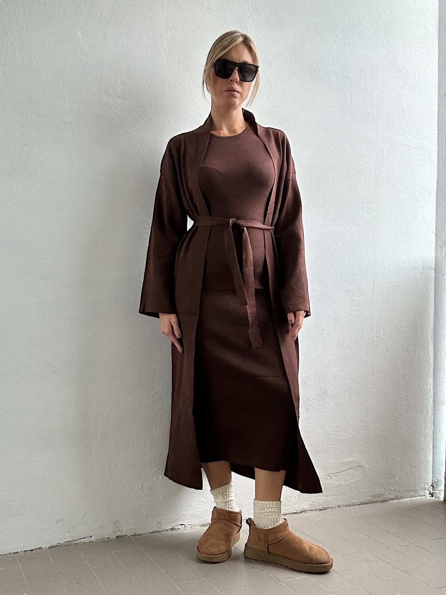 Cardigan lungo cioccolato