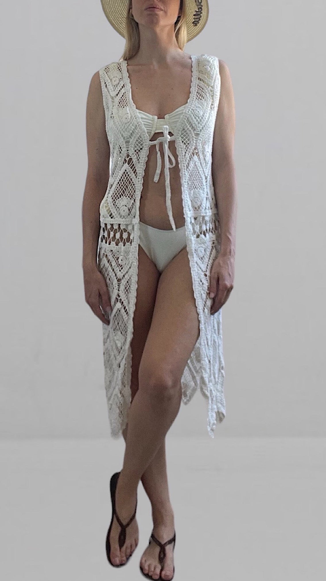 Gilet lungo in pizzo