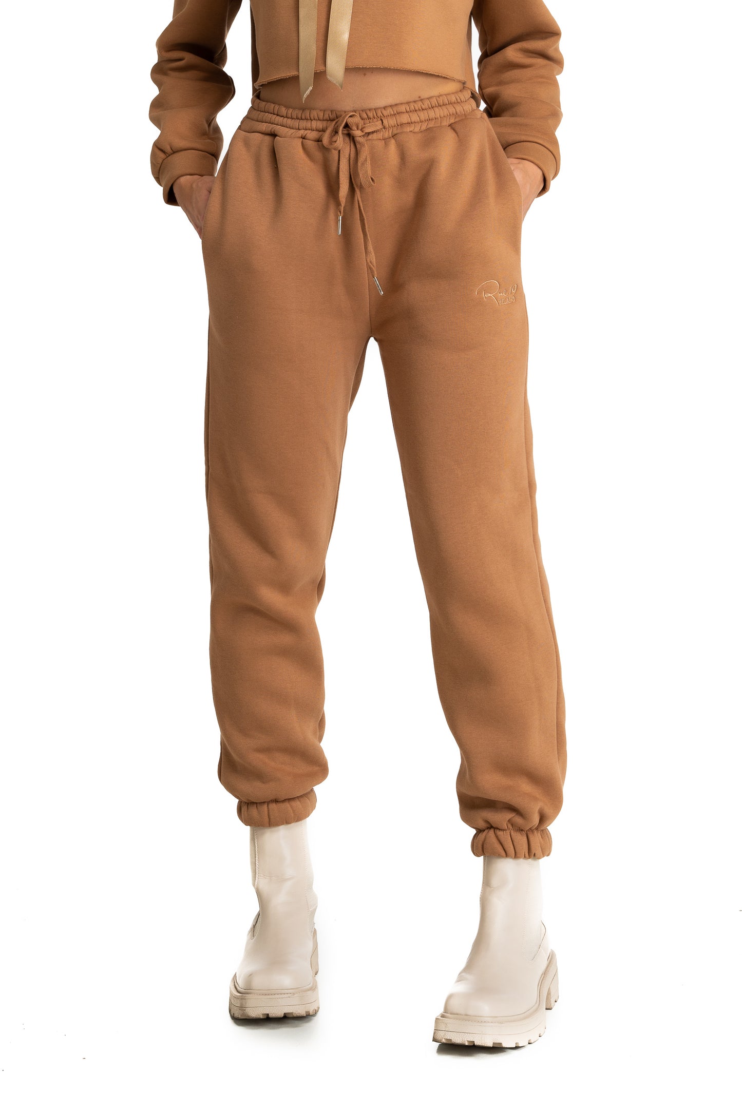 Pantalone Jogger Biscotto con ricamo Rue 19 Milano
