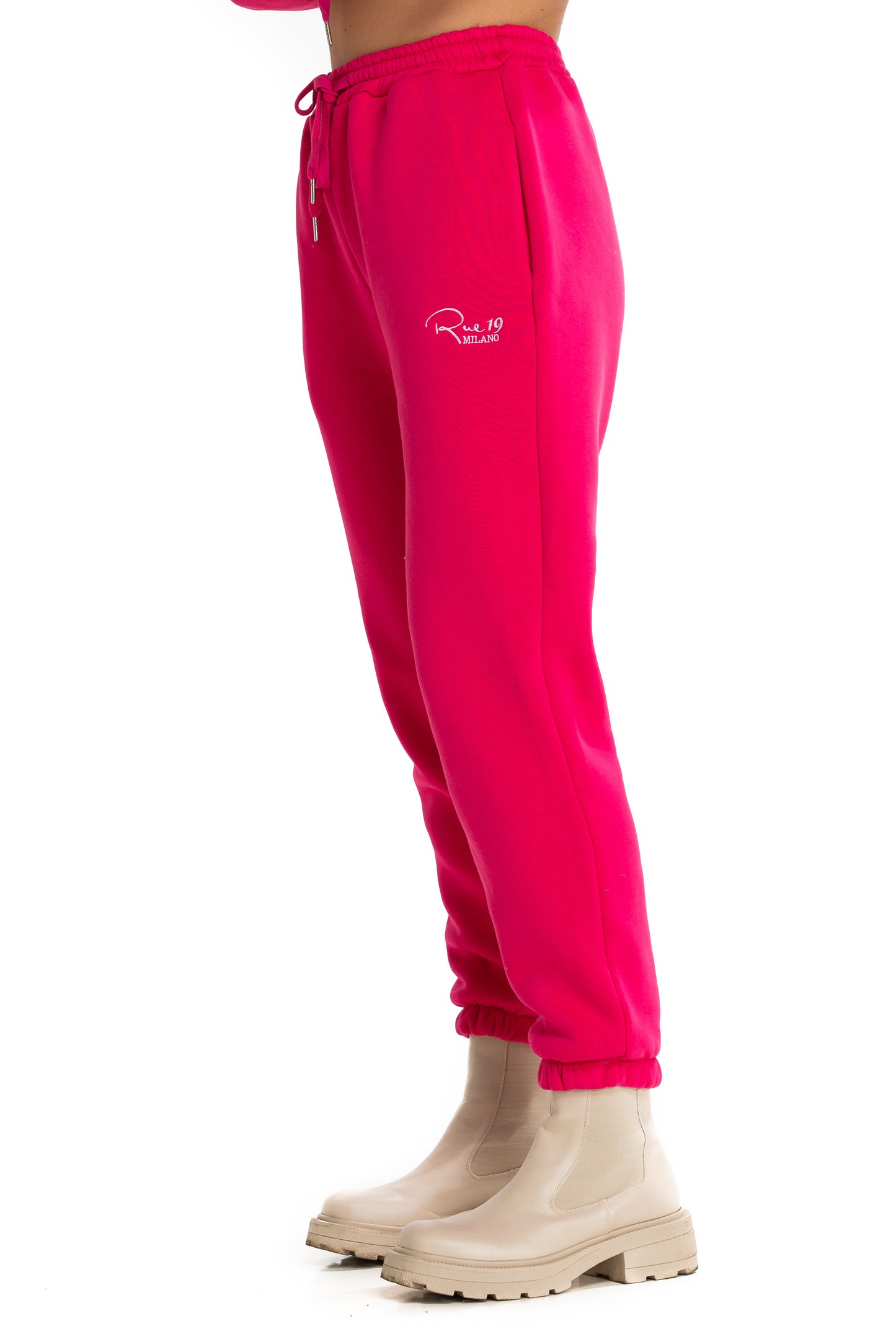 Pantalone Jogger fucsia con ricamo Rue 19 Milano