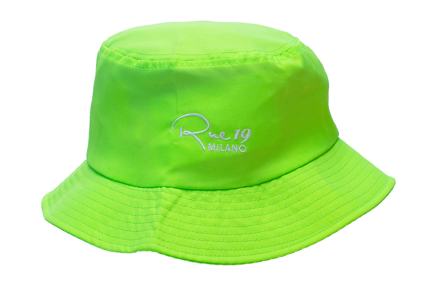 Bucket hat verde lime con ricamo Rue19milano| cappello estivo verde fluo