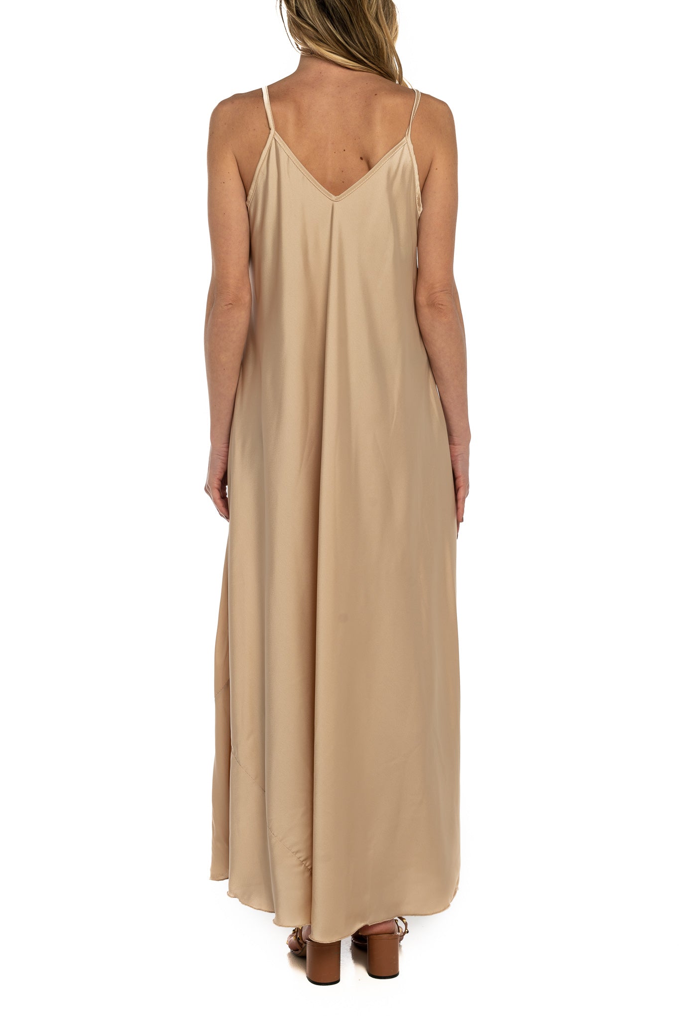 Abito satinato beige