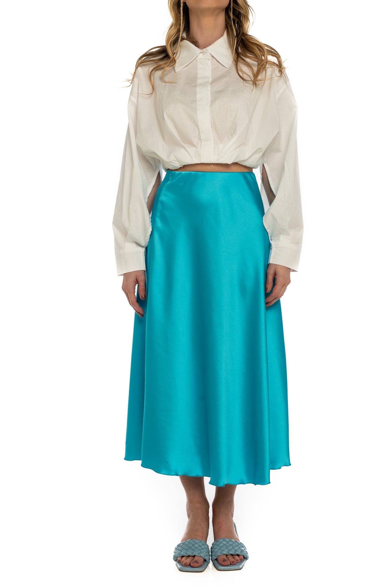 Camicia crop bianca in cotone