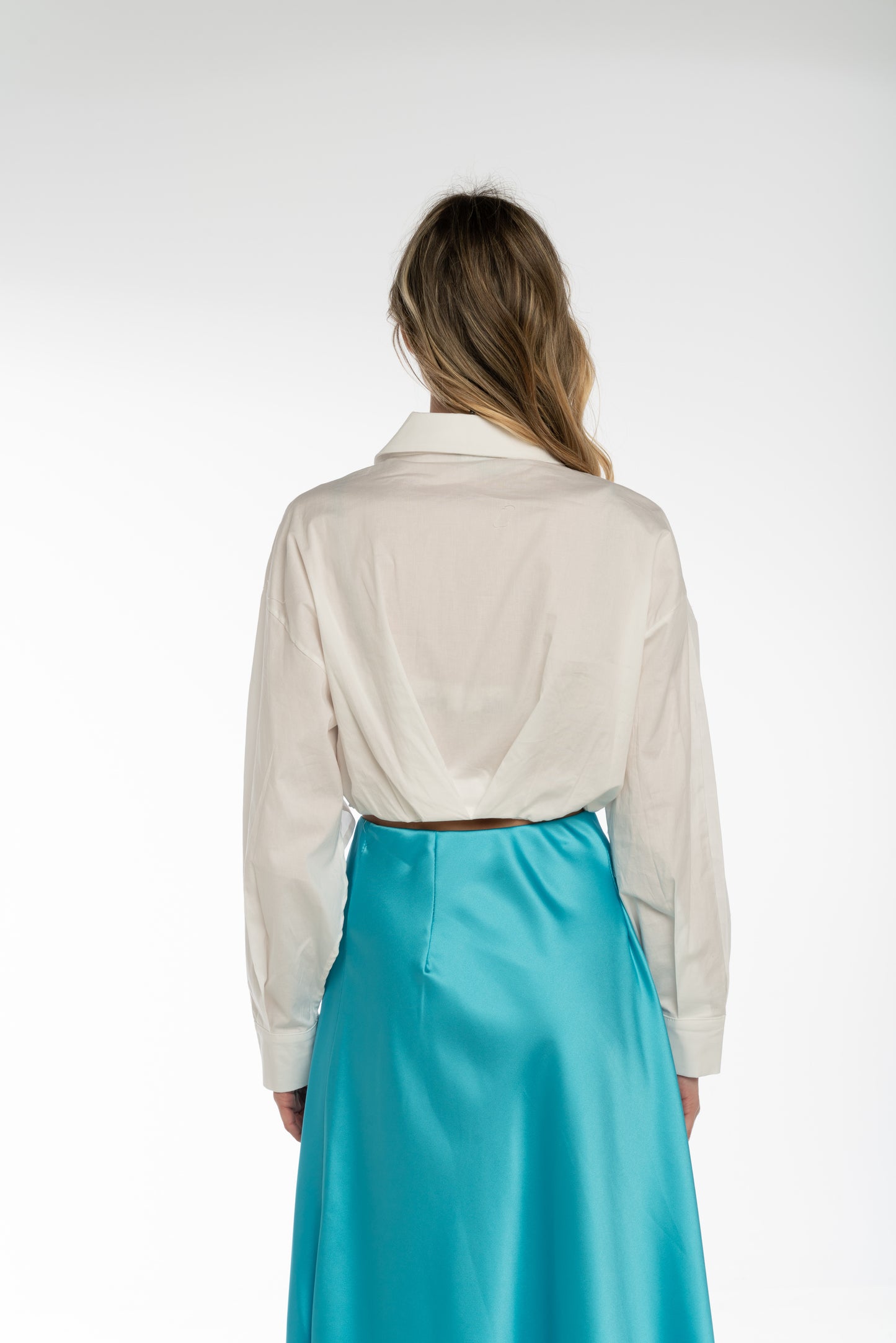 Camicia crop bianca in cotone