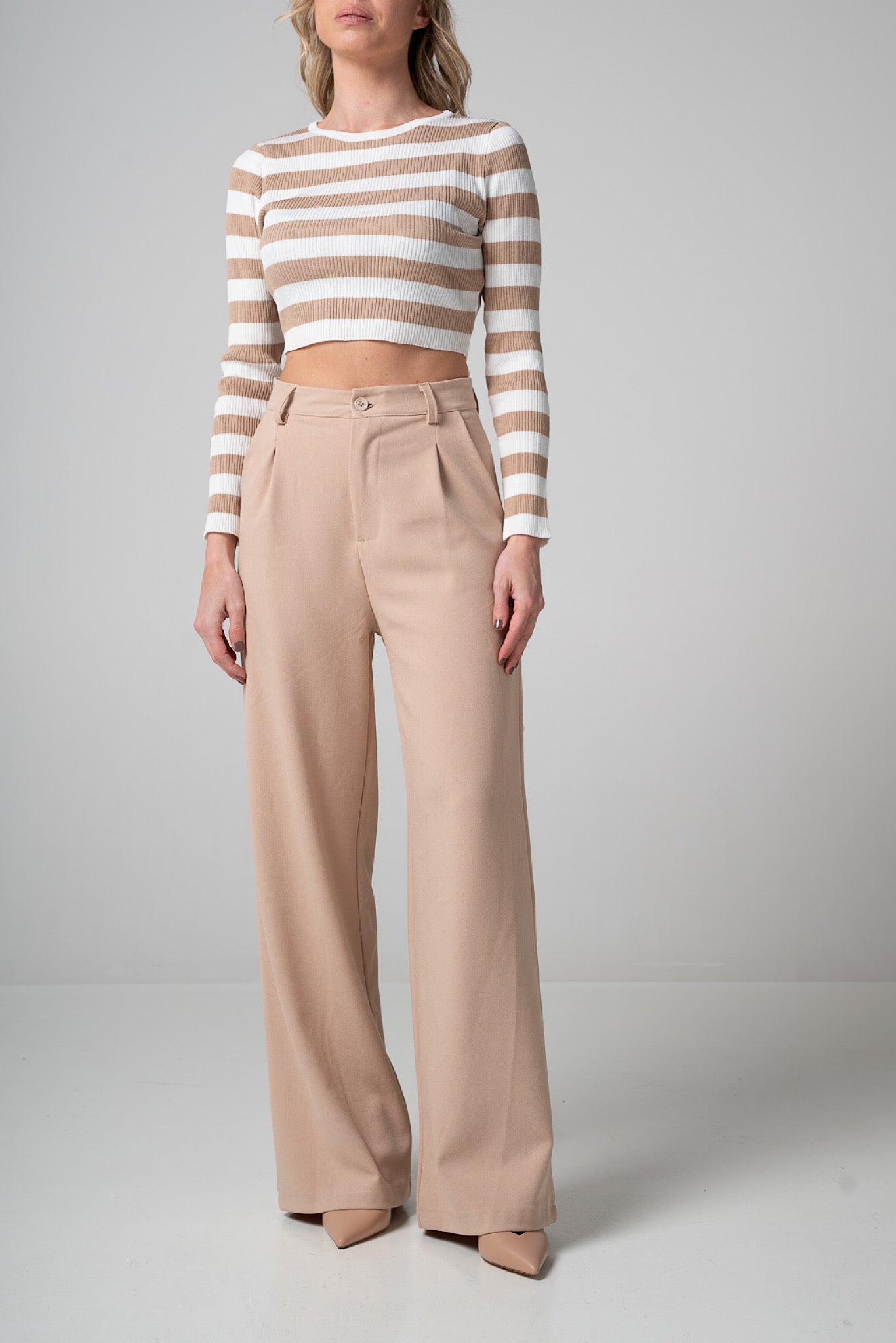 Pantalone wide leg Beige