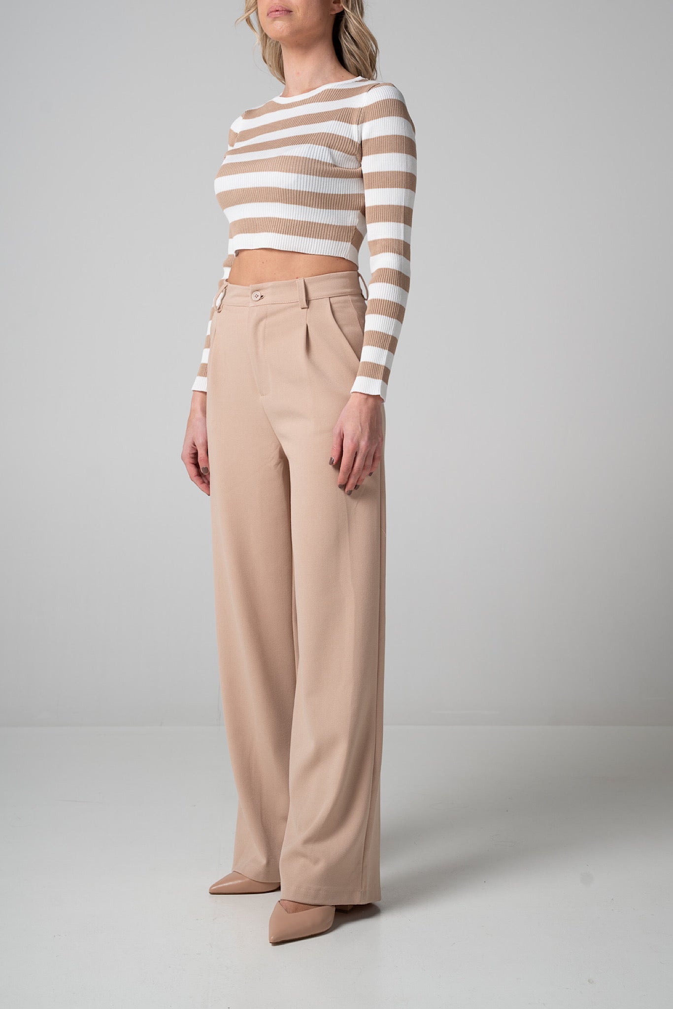 Pantalone wide leg Beige