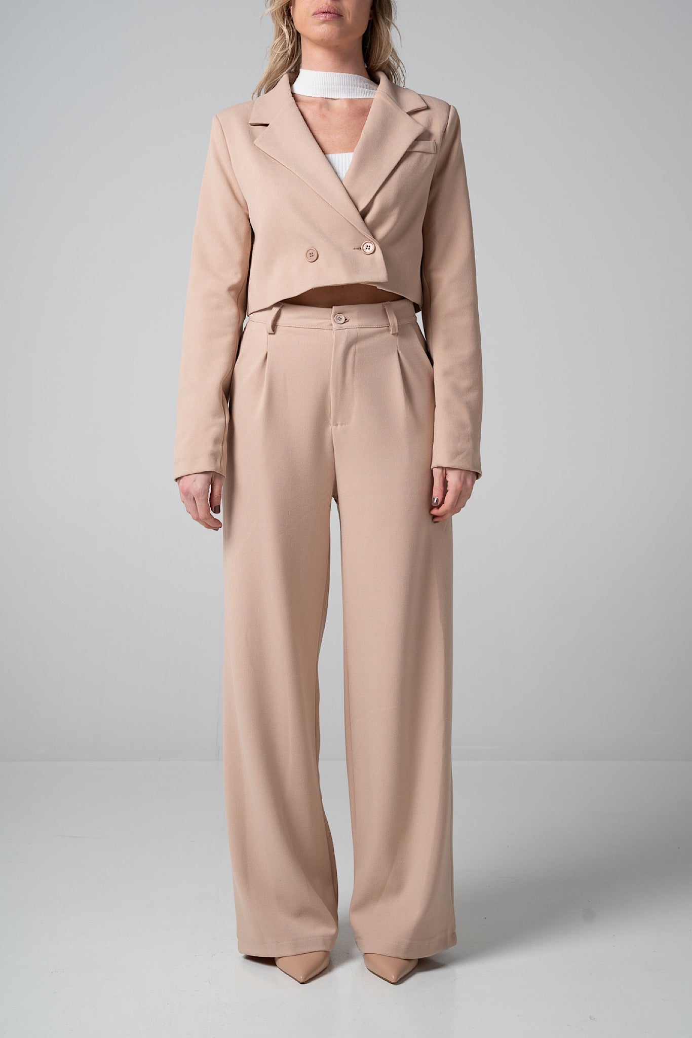 Blazer crop beige