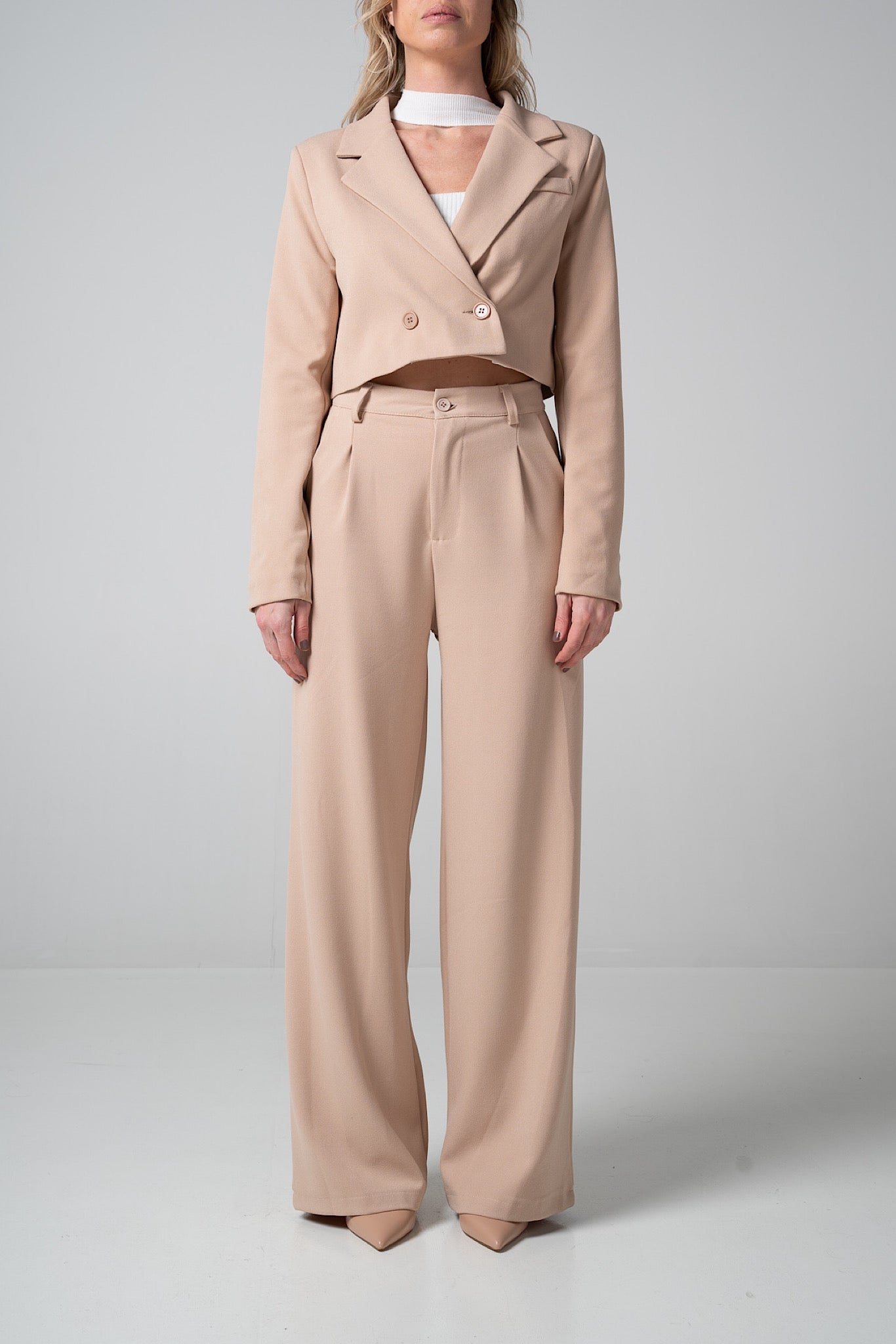 Pantalone wide leg Beige