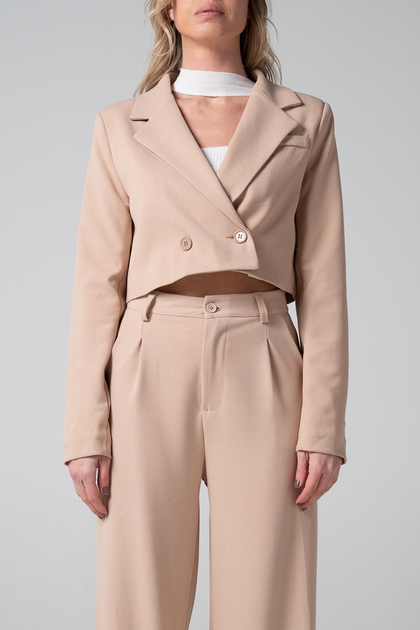 Blazer crop beige