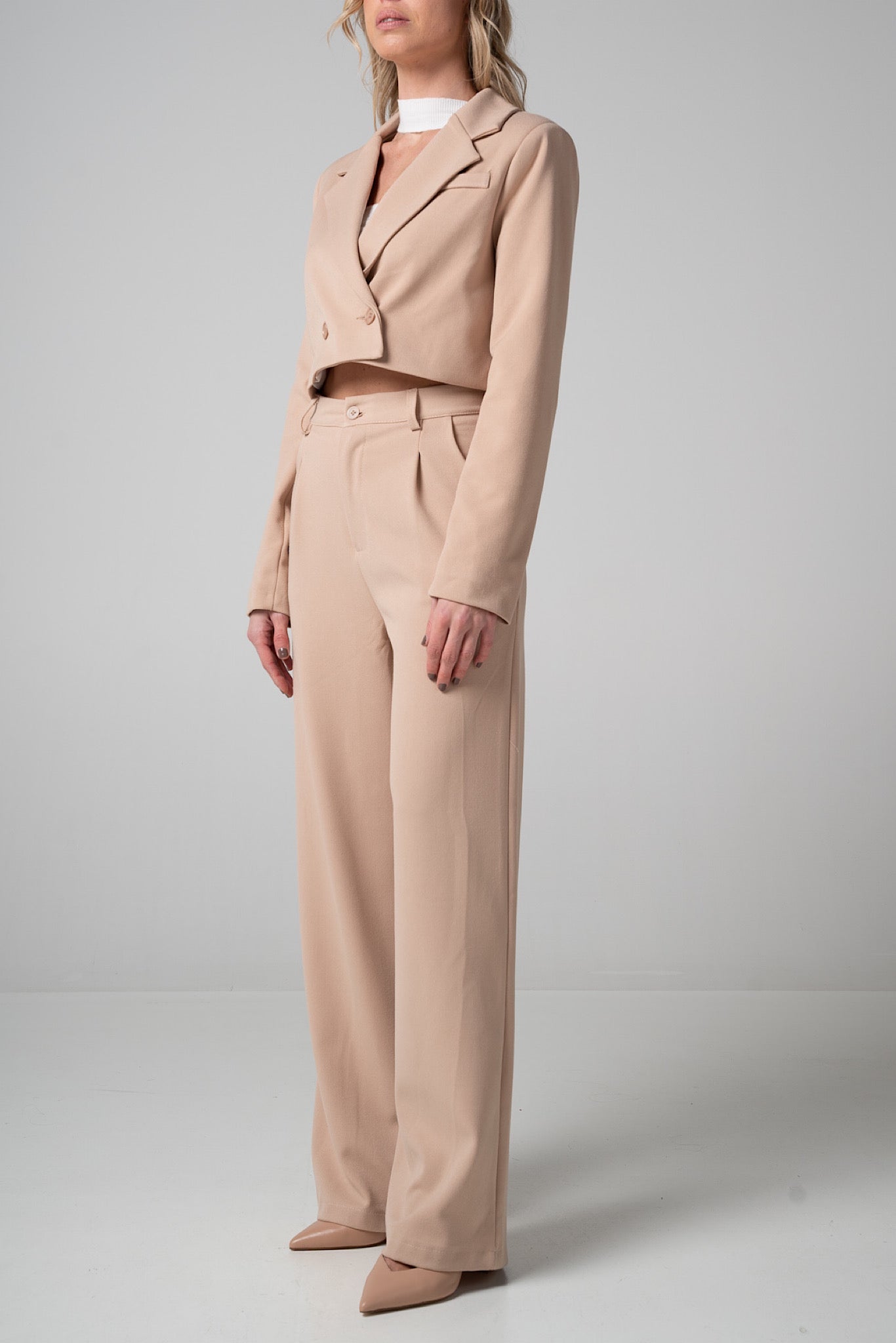 Pantalone wide leg Beige