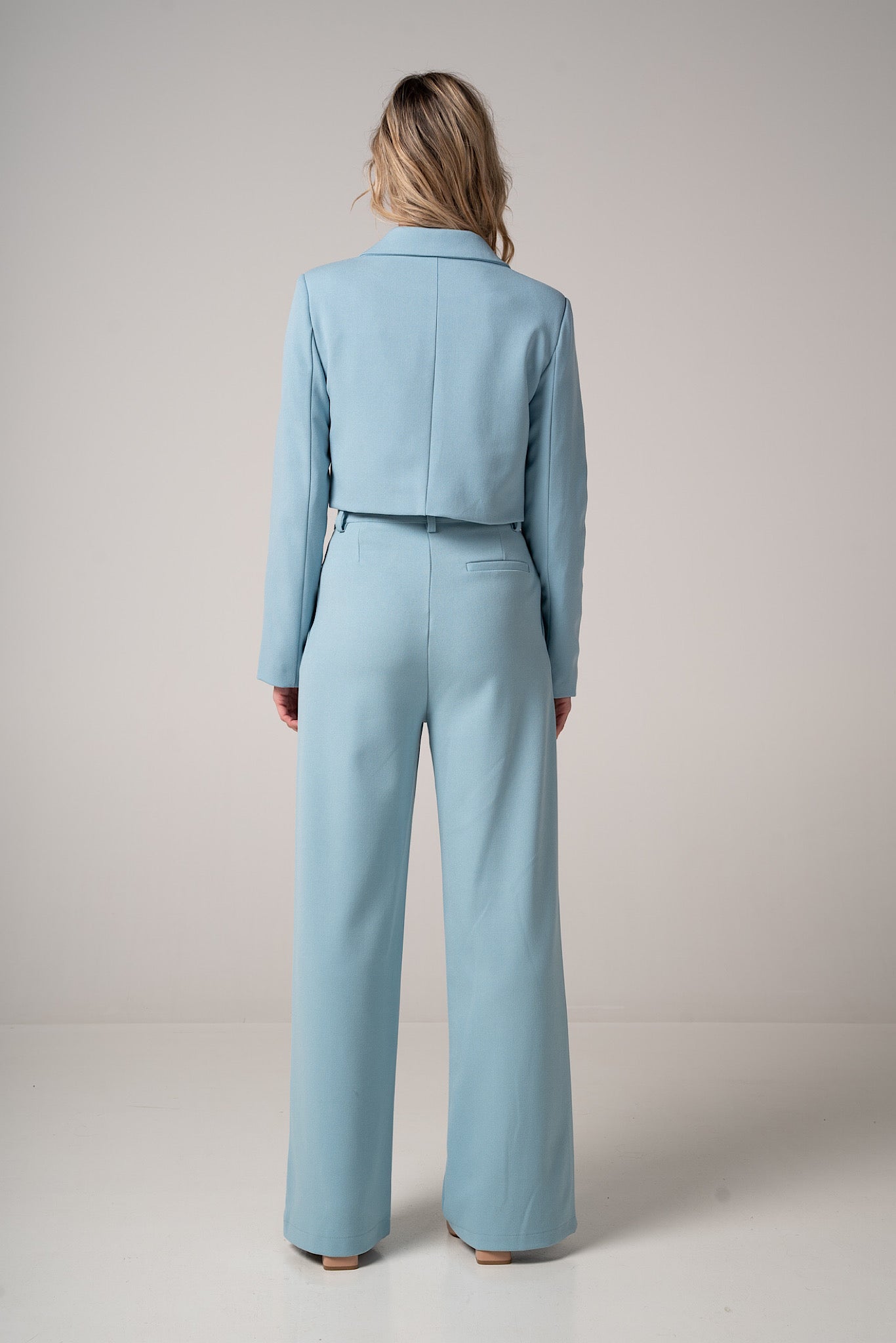 Pantalone wide leg celeste