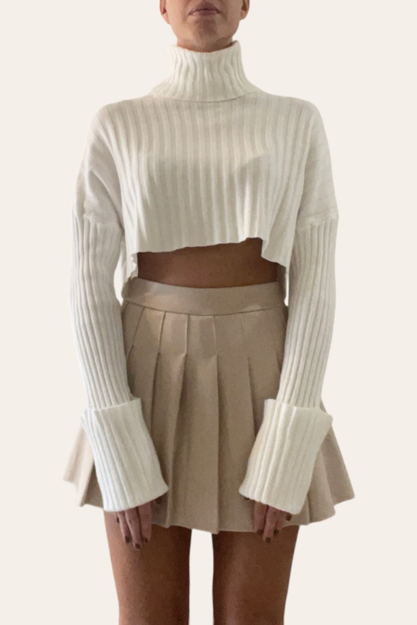 Pull crop a coste inglesi bianco