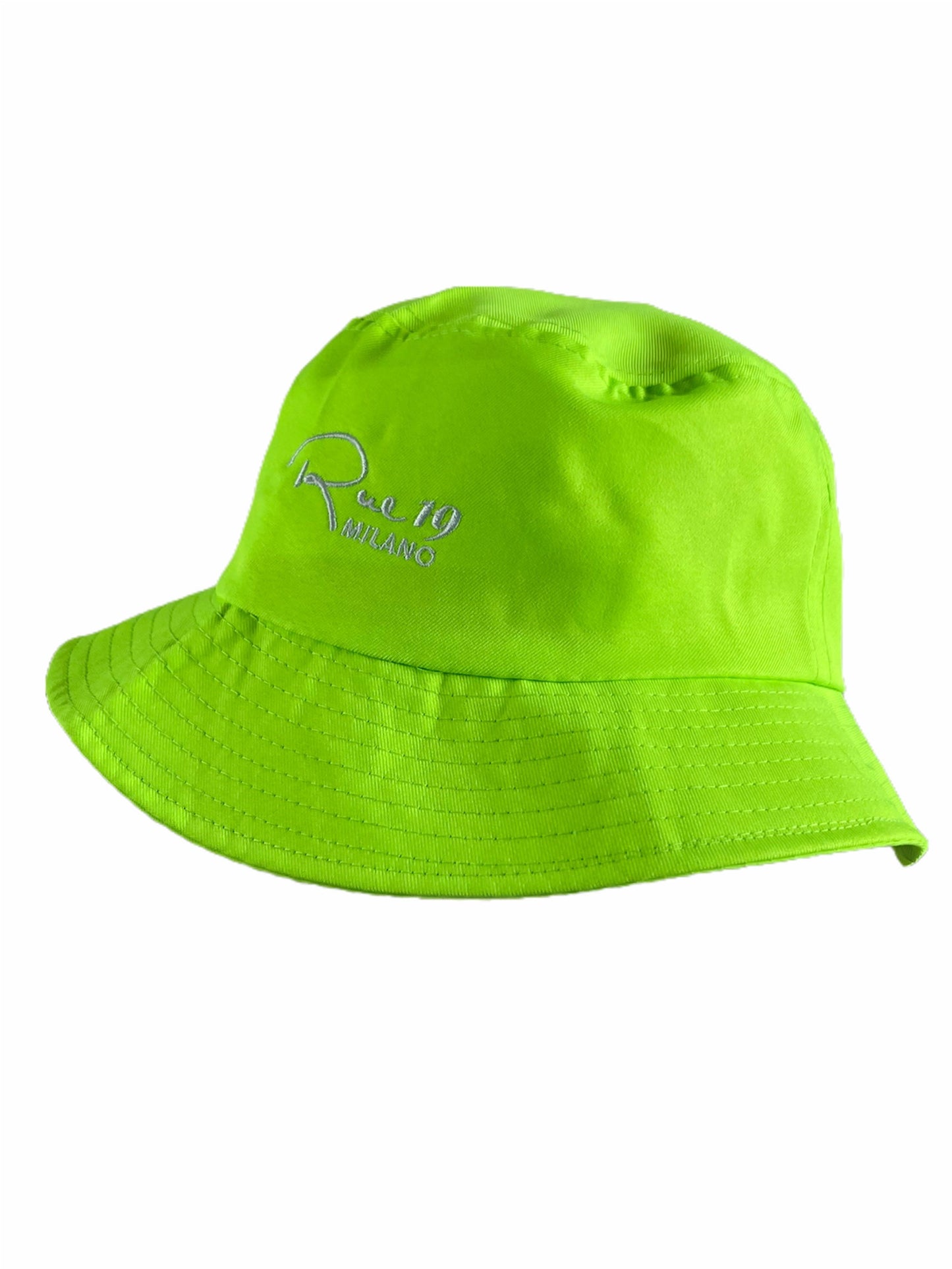 Bucket hat verde lime con ricamo Rue19milano| cappello estivo verde fluo