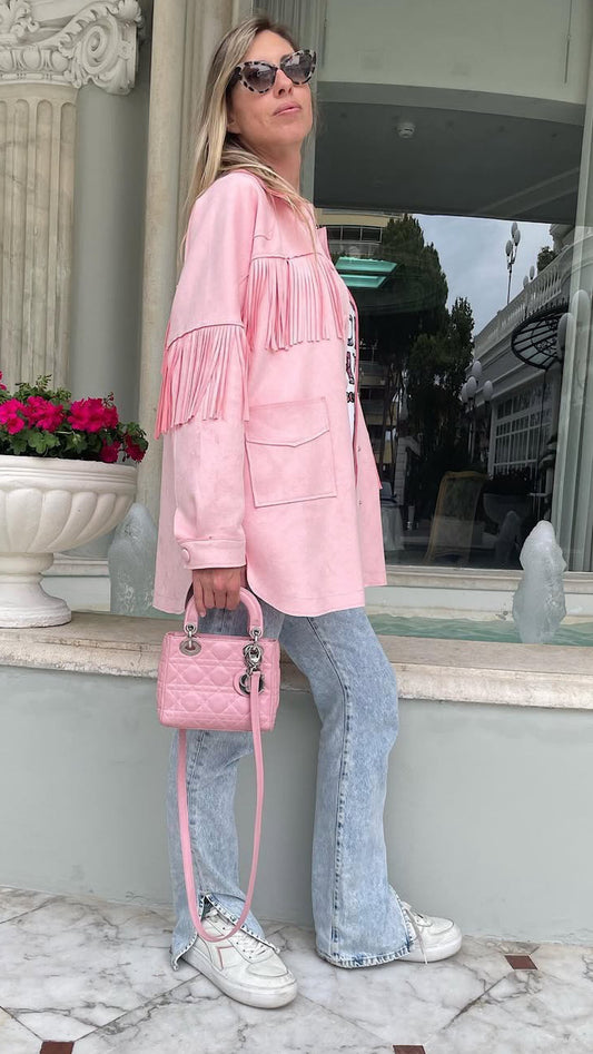 Giacca rosa con frange