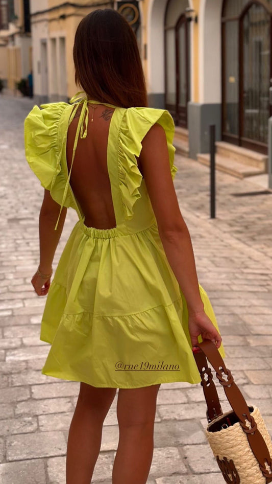 Abito in cotone giallo lime