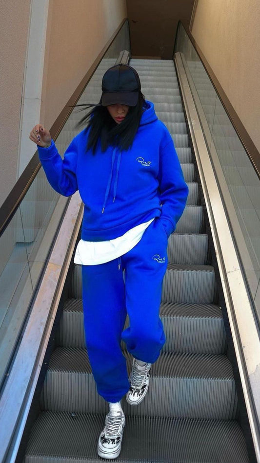 Felpa Blu Royal con ricamo Rue 19 Milano