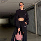 Felpa crop nera con cappuccio e ricamo Rue 19 Milano