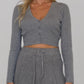 Cardigan crop grigio a costine