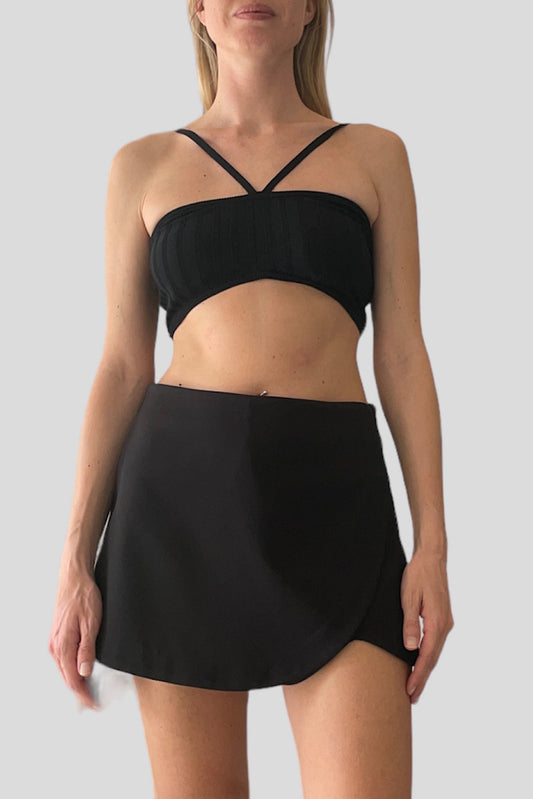 Crop top nero a fascia