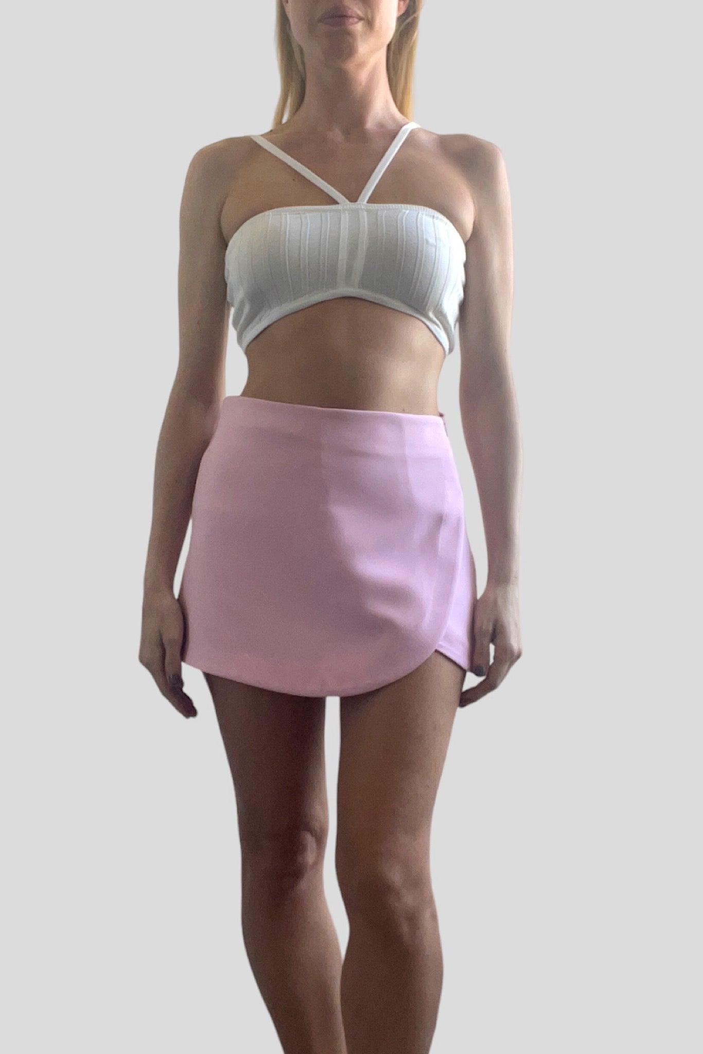 Crop top bianco a fascia