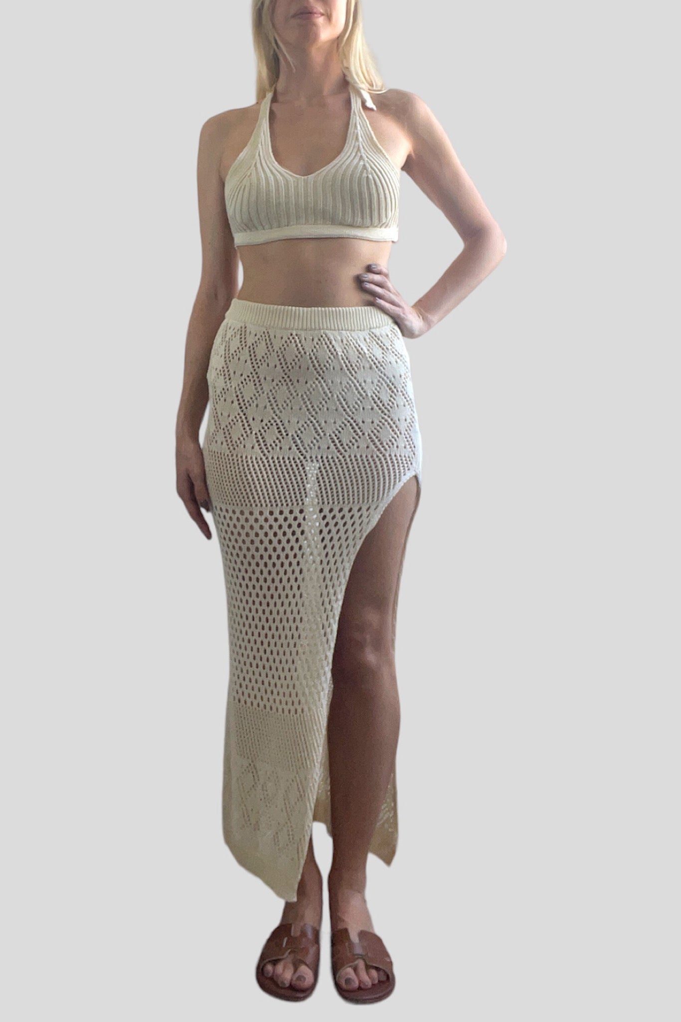 Completo beige crochet