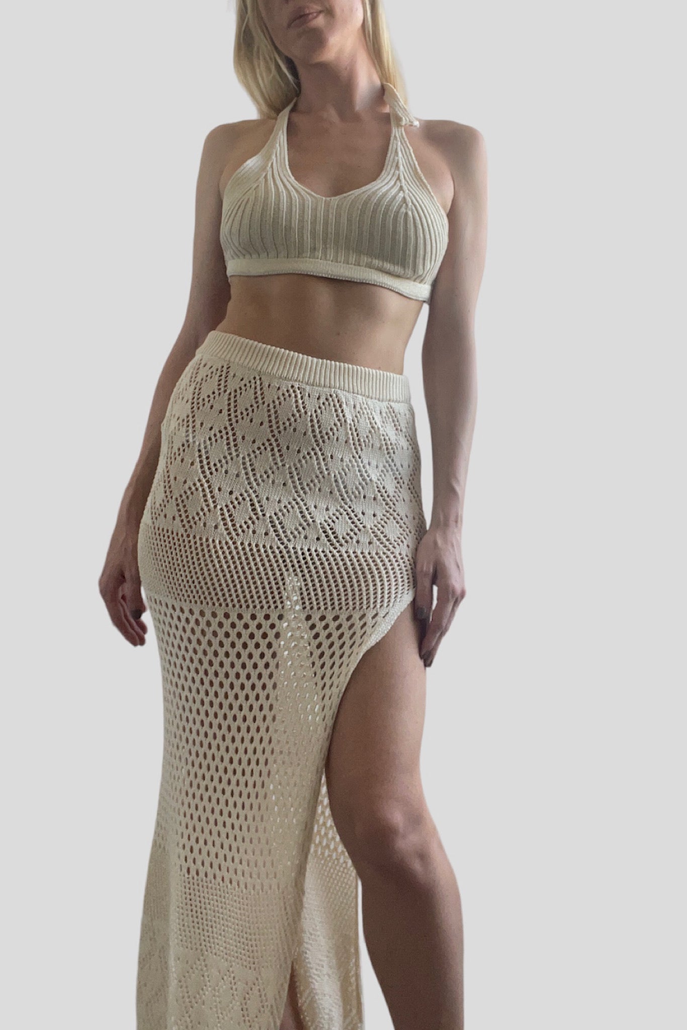 Completo beige crochet