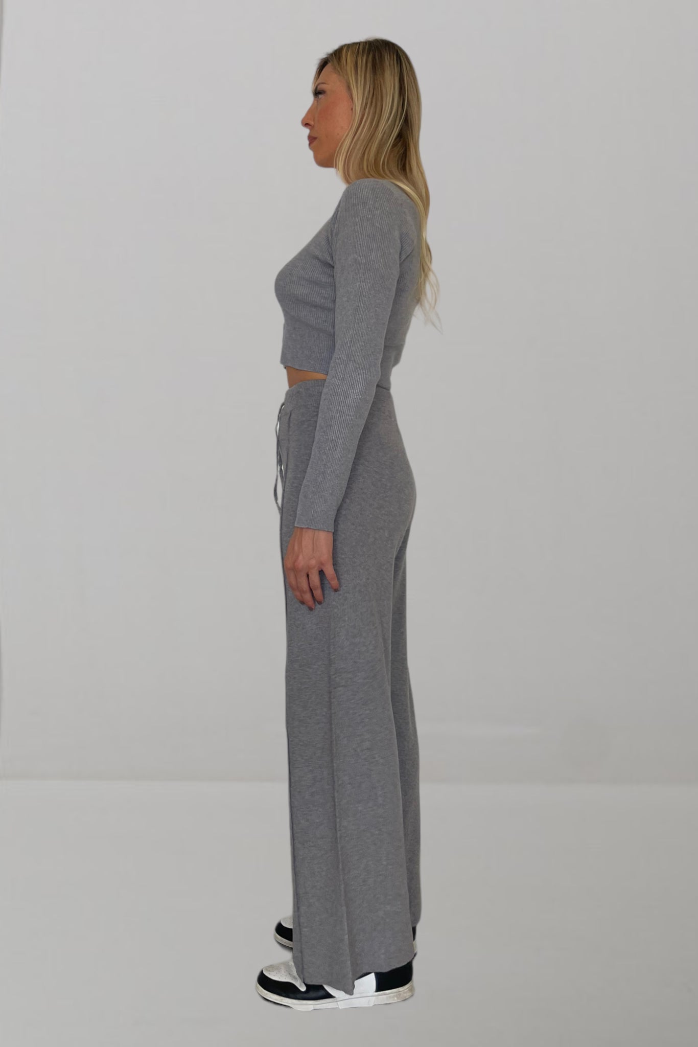 Pantalone wide leg in maglia