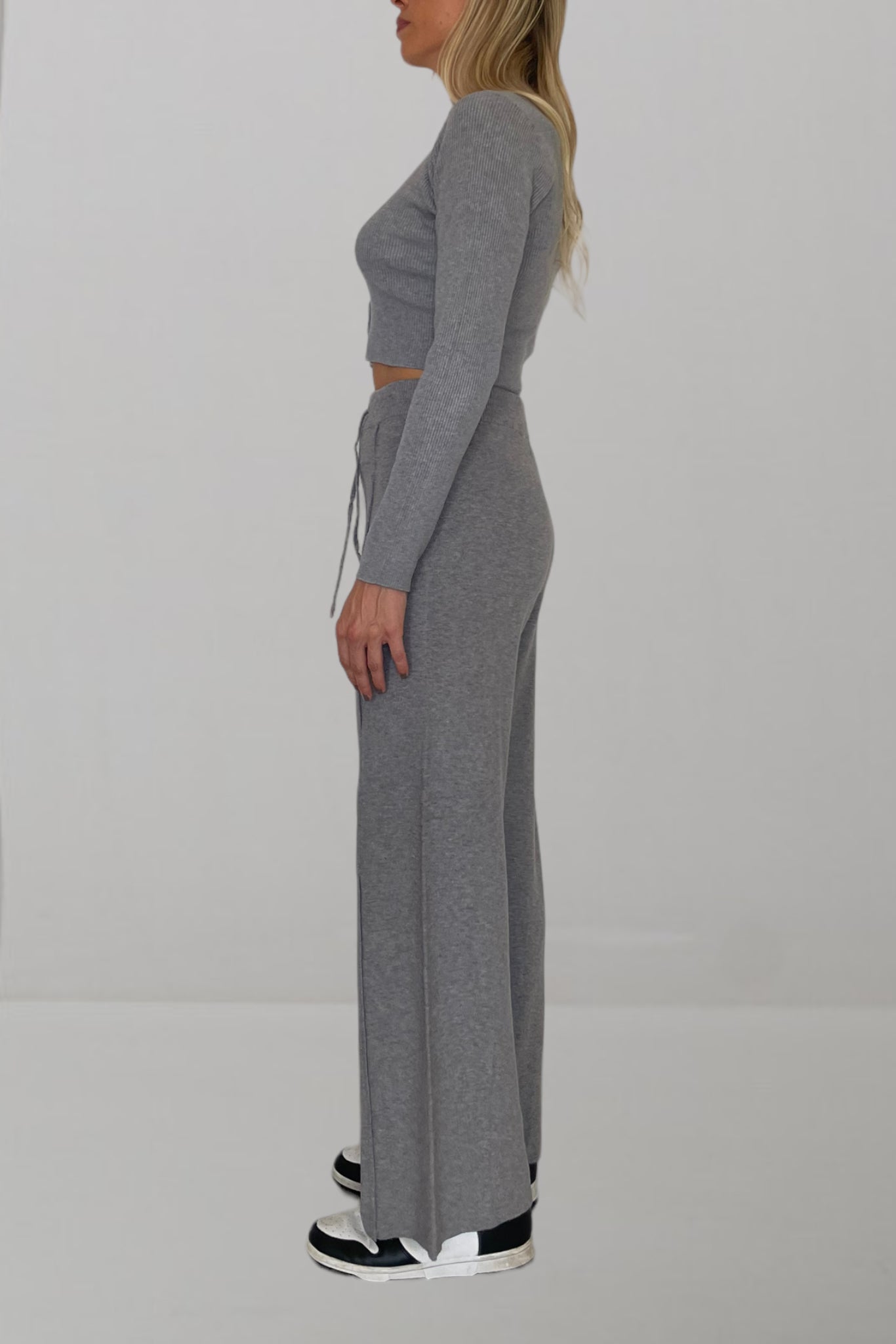 Pantalone wide leg in maglia