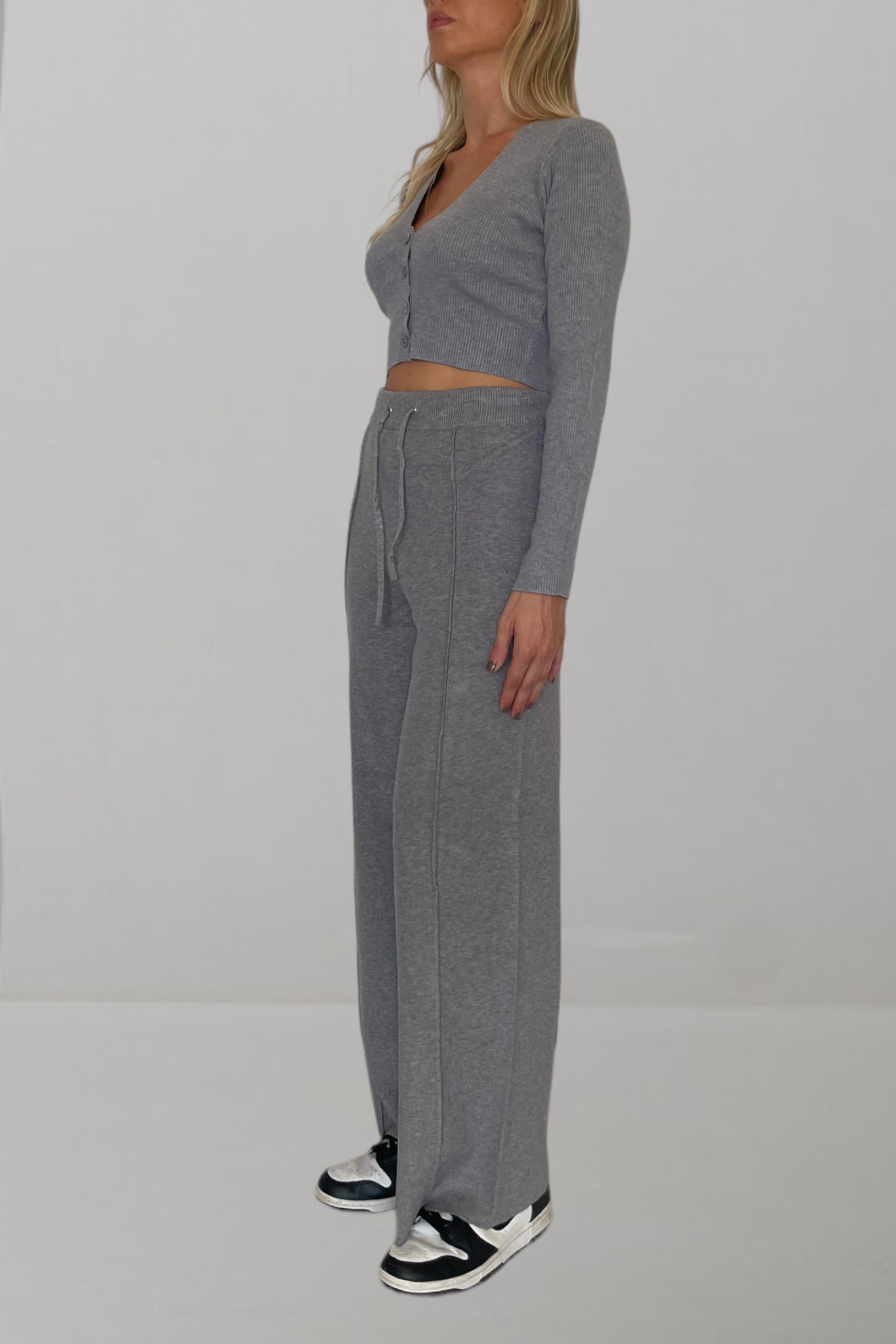 Pantalone wide leg in maglia