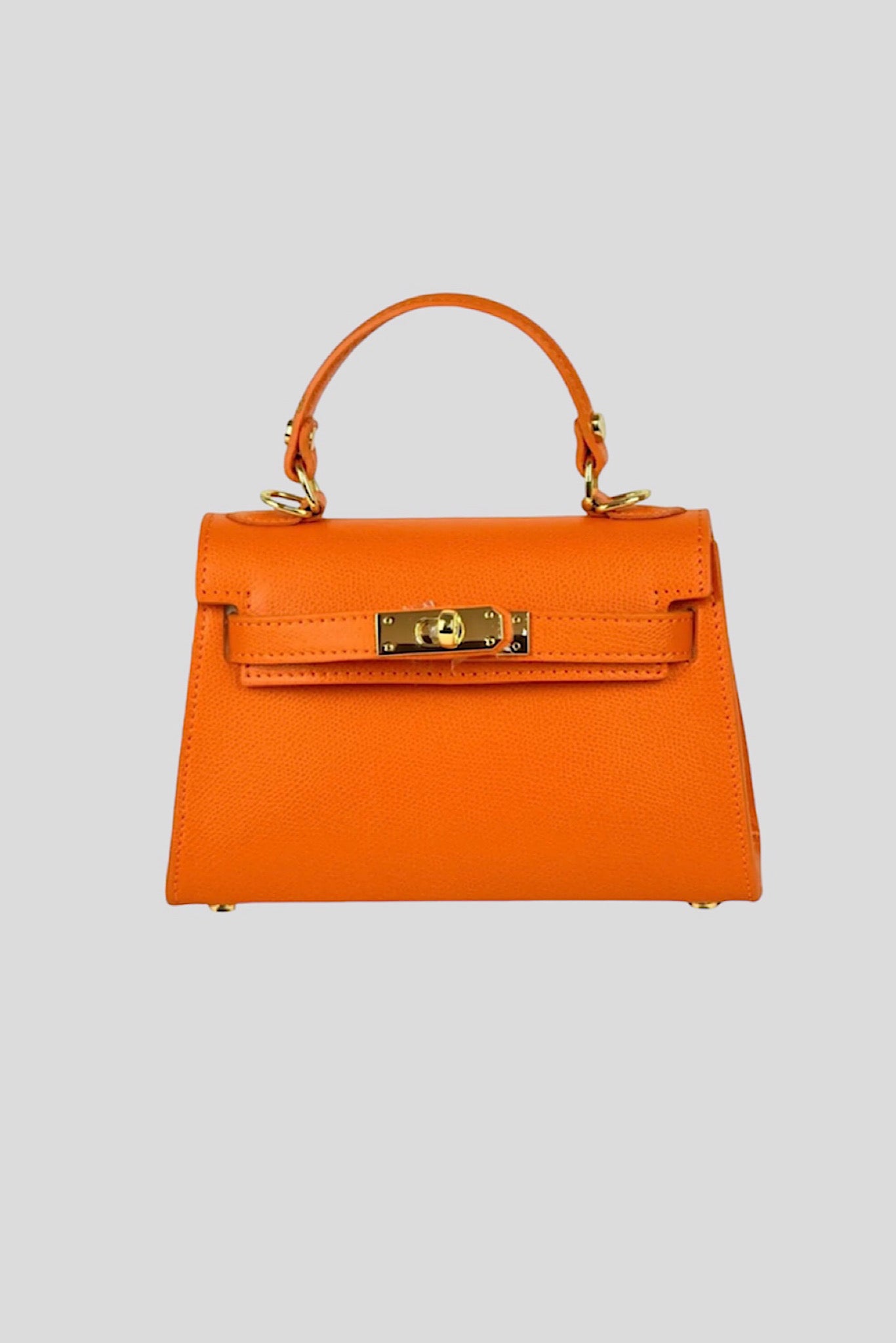 Borsa in vera pelle con tracolla arancio