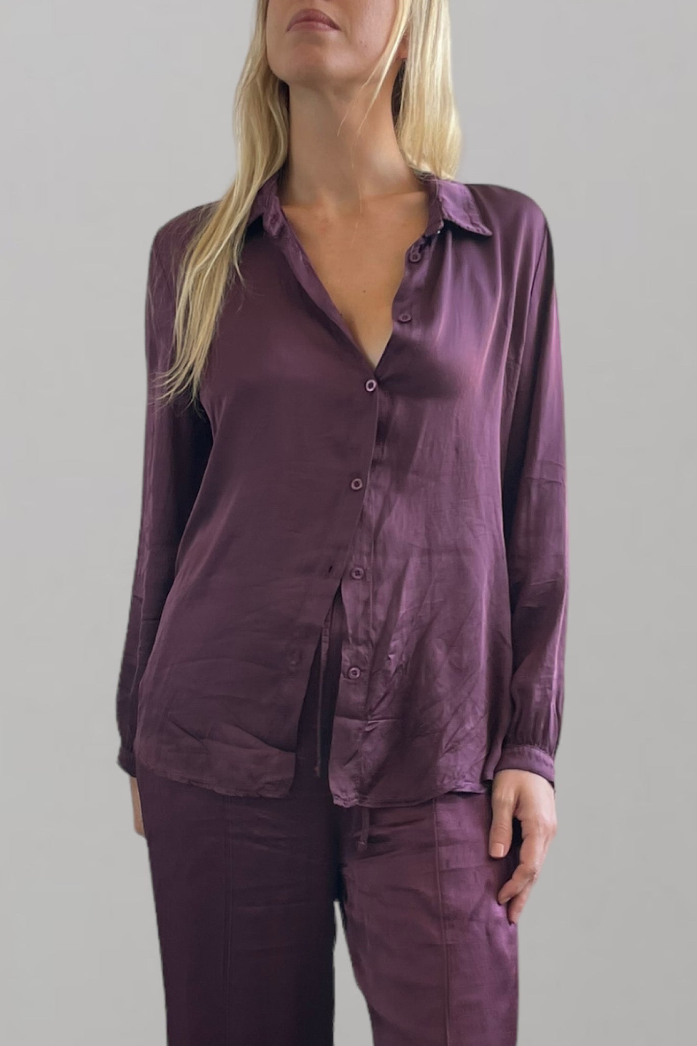 Camicia satinata bordeaux