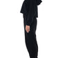 Felpa crop Rue 19 milano colore nero con cappuccio e stampa