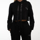 Felpa crop nera con lacci in raso e ricamo Rue 19 Milano