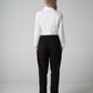 Pantalone nero con cintura sartoriale bianca