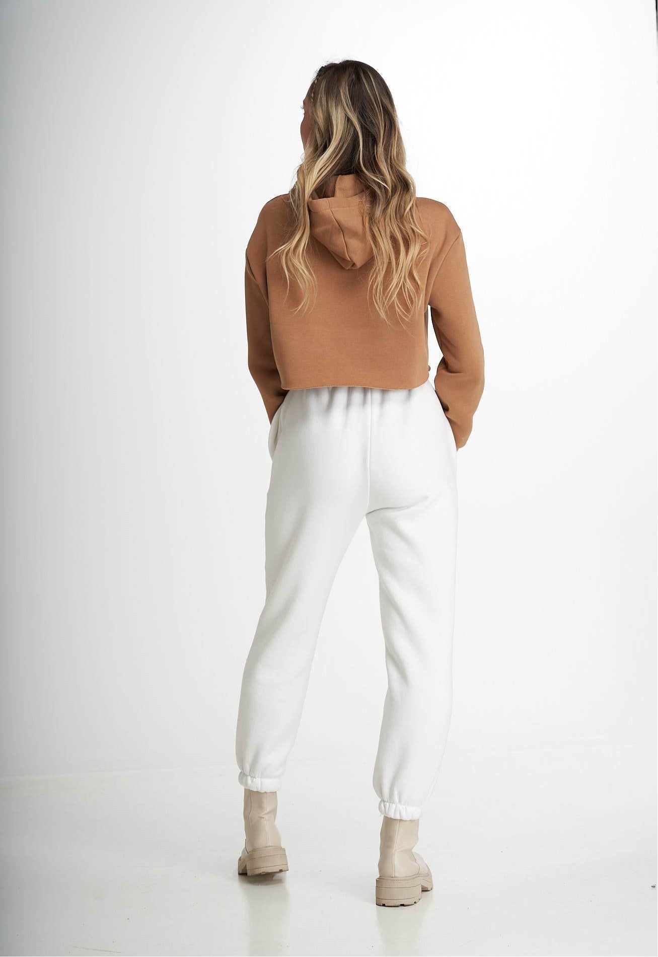 Pantalone Jogger bianco con ricamo Rue 19 Milano