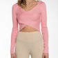 Maglia crop rosa candy a incrocio