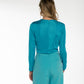 Maglia crop a maniche lunghe azzurro cielo
