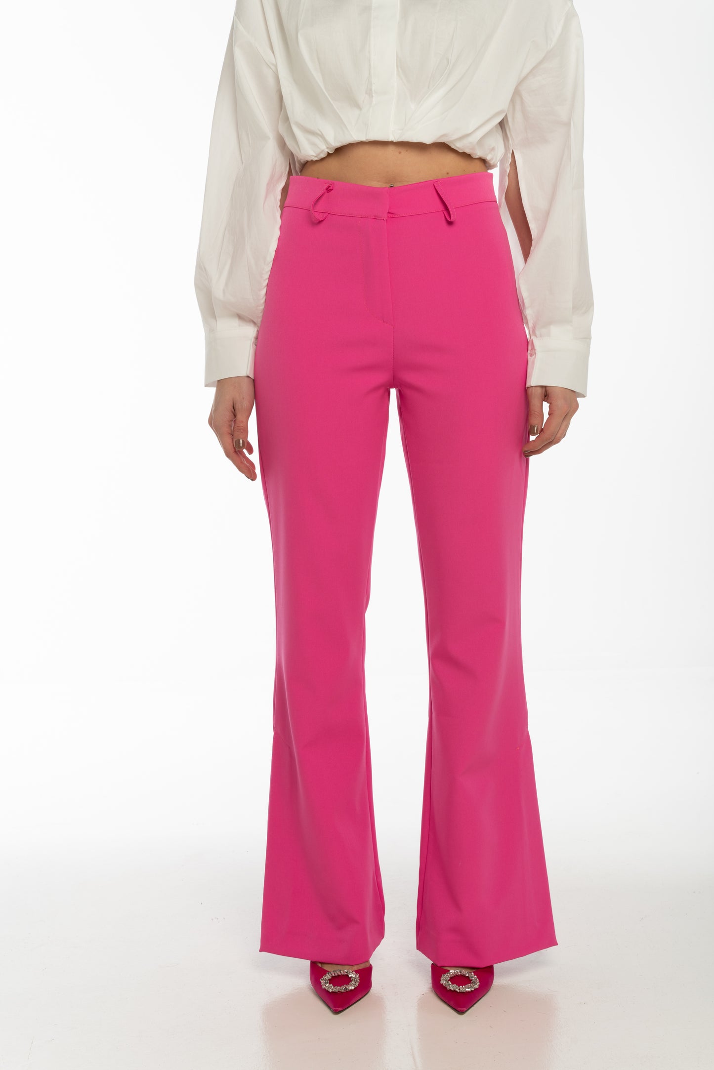 Pantalone con spacchetti fucsia