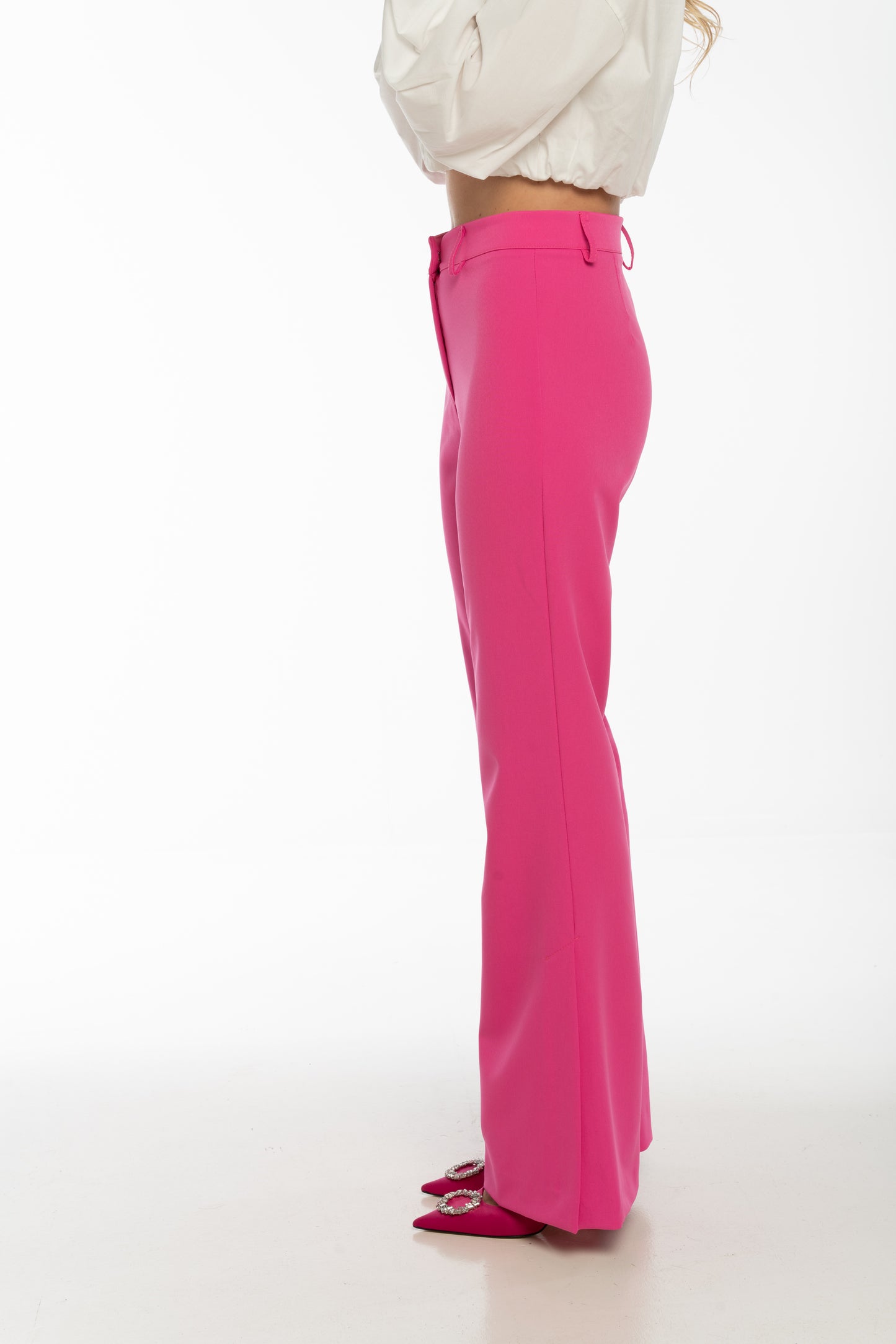 Pantalone con spacchetti fucsia