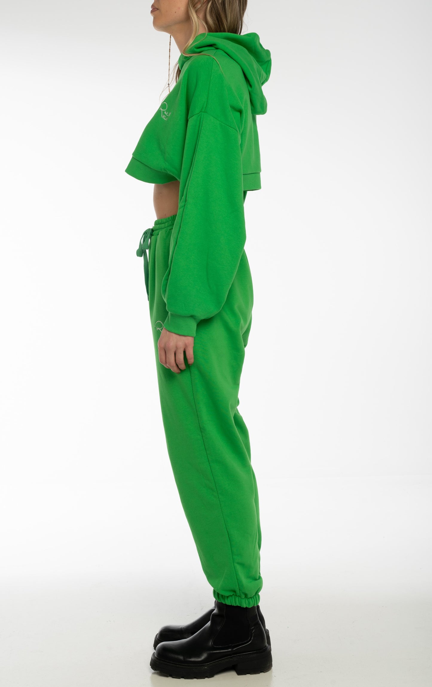 Pantalone Jogger verde con ricamo Rue 19 Milano