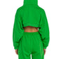 Felpa crop verde con cappuccio e ricamo Rue 19 Milano