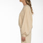 Felpa beige con maniche a palloncino e ricamo Rue 19 Milano
