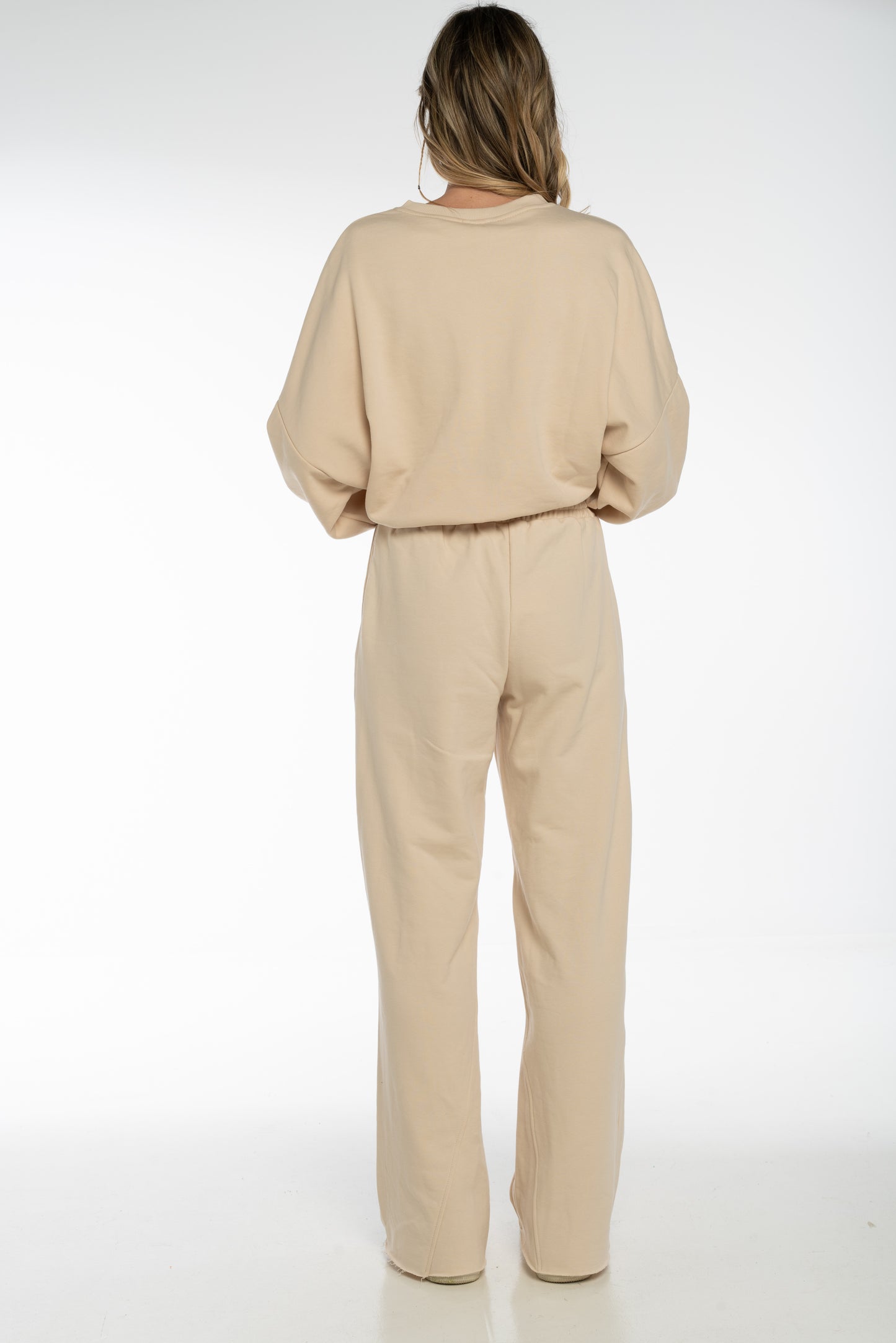 Pantalone jogger beige con fondo ampio