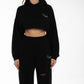 Felpa crop nera con cappuccio e ricamo Rue 19 Milano