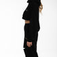 Felpa crop nera con cappuccio e ricamo Rue 19 Milano