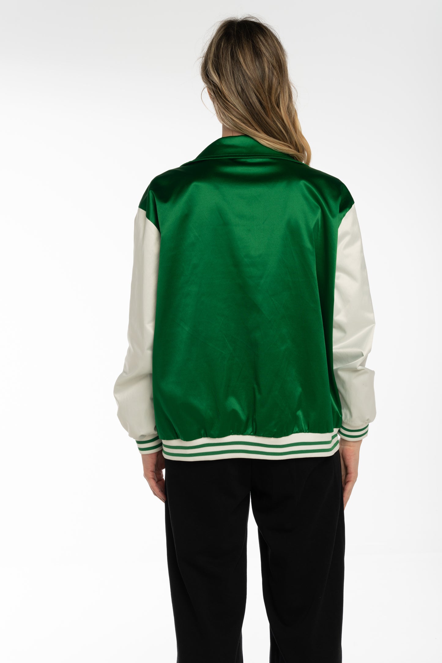 Giacca stile college colore verde con zip