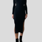 Abito in maglia nero con spacchi laterali