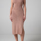 Abito in maglia bronzo con spacco