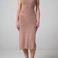 Abito in maglia bronzo con spacco