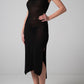 Abito in maglia nero con spacco